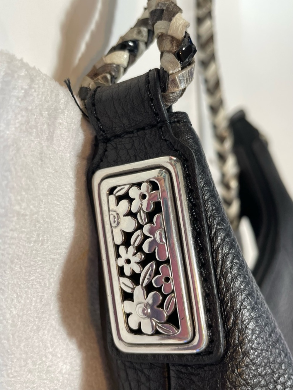 Brighton Black Leather Hobo Purse - Picture 7 of 15